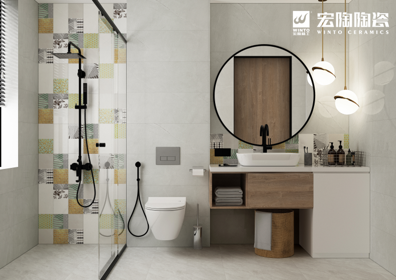 浴室地磚和瓷磚搭配風格方案五